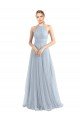 Affordable Halter Neckline Slim A-Line Tulle Bridesmaid Dress