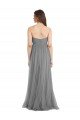 Affordable Shirred Strapless Bodice Long Tulle Bridesmaid Dress with Sweetheart Neckline