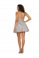 Affordable Halter Neckline Criss Cross Back Short Cocktail Dress with Beaded Lace Bodice