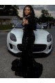 Affordable One Shoulder Long Sleeves Long Sweep Train Velvet Sequin Prom Dress