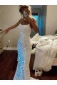 Affordable Long Spaghetti Straps Sleeveless Sweep Train Velvet Sequin Prom Dress