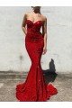 Affordable Mermaid Sweetheart Sleeveless Long Court Train Velvet Sequin Prom Dress
