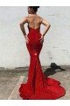 Affordable Mermaid Sweetheart Sleeveless Long Court Train Velvet Sequin Prom Dress