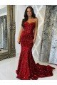Affordable Sweetheart Sleeveless Long Court Train Velvet Sequin Prom Dress