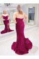 Affordable Long Sweetheart Sleeveless Sweep Train Velvet Sequin Prom Dress with Slit
