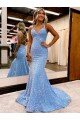 Affordable Criss Cross Open Back V-Neck Sleeveless Long Velvet Sequin Prom Dress
