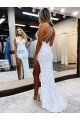 Affordable Sleeveless V-Neck Long Floor Length Velvet Sequin Prom Dress with Slit