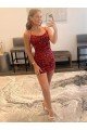 Affordable Spaghetti Straps Criss Cross Back Sleeveless Short Velvet Sequin Prom Dress