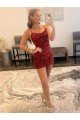 Affordable Spaghetti Straps Criss Cross Back Sleeveless Short Velvet Sequin Prom Dress