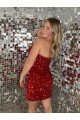 Affordable Sweetheart Sleeveless Short Velvet Sequin Prom Dress