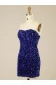 Affordable Short Sweetheart Velvet Sequin Prom Dress