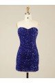 Affordable Short Sweetheart Velvet Sequin Prom Dress