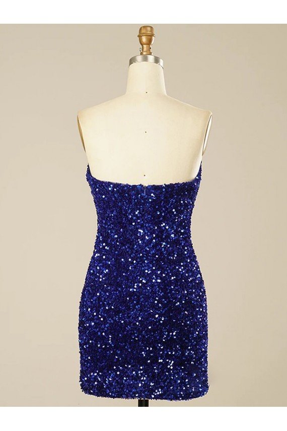 Affordable Short Sweetheart Velvet Sequin Prom Dress
