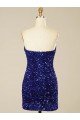 Affordable Short Sweetheart Velvet Sequin Prom Dress