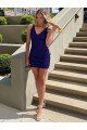 Affordable Short V-Neck Sleeveless Velvet Sequin Prom Dress