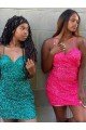 Affordable V-Neck Sleeveless Short Velvet Sequin Cocktail Dress