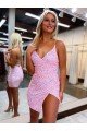 Affordable V-Neck Sleeveless Short Velvet Sequin Cocktail Prom Dress