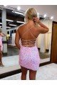 Affordable V-Neck Sleeveless Short Velvet Sequin Cocktail Prom Dress