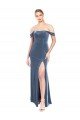Affordable Draped Sleeves Wide Scoop Neck Off the Shoulder Velvet Bridesmaid Dress / Prom Dress
