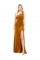 Affordable Sleek One Shoulder Long Formal Velvet Bridesmaid Dress / Prom Dress