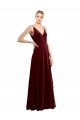 Affordable Faux Wrap V-Neck Sleek Long Formal Velvet Bridesmaid Dress / Prom Dress