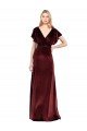 Affordable Flutter Sleeves Open Back Long Velvet Bridesmaid Dress / Prom Dress