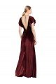 Affordable Flutter Sleeves Open Back Long Velvet Bridesmaid Dress / Prom Dress