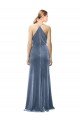 Affordable Halter Cowl Neck Long A-Line Velvet Bridesmaid Dress / Prom Dress with Keyhole Back