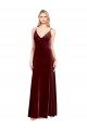 Affordable Faux Surplice Neckline Slim A-Line Long Velvet Bridesmaid Dress / Prom Dress