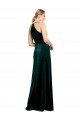 Affordable Long Jewel Neck Full Length Velvet Bridesmaid Dress / Prom Dress with Side Slit