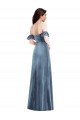 Affordable Ruffle Sleeve Off the Shoulder Velvet Maxi Bridesmaid Dress / Prom Dress