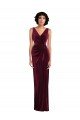 Affordable Draped Skirt Faux Wrap Velvet Maxi Bridesmaid Dress / Prom Dress