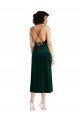 Affordable Midi Length Cowl Neck Formal Velvet Short Cocktail Slip Bridesmaid Dress / Prom Dress