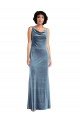 Affordable Floor Length Cowl Neck Long Stretch Velvet Maxi Bridesmaid Dress / Prom Dress
