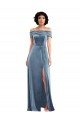 Affordable Draped Cuff Off the Shoulder Velvet Maxi Bridesmaid Dress / Prom Dress with Pockets
