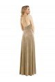 Affordable High Neck Halter Open Back Long Velvet Maxi Bridesmaid Dress / Prom Dress & Pockets