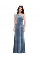 Affordable One Shoulder Draped Velvet Maxi Bridesmaid Dress / Prom Dress