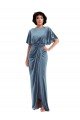 Affordable Flutter Sleeve Open Back Velvet Maxi Bridesmaid Dress / Prom Dress with Pockets & Draped Wrap Skirt Pockets