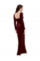 Affordable Sleek Square Neck Spaghetti Straps Velvet Bridesmaid Dress / Prom Dress with Side Slit