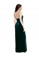 Affordable Straight Neckline Spaghetti Straps Long Velvet Bridesmaid Dress / Prom Dress with High Side Slit