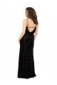 Affordable V-Neck Cowl Back Floral Velvet Bridesmaid Dress with Front Slit and Deep V-Neck