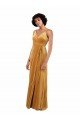 Affordable Romantic Velvet Floor Length Formal Bridesmaid Dress / Prom Dress with Wrap Detail