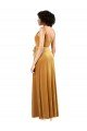 Affordable Romantic Velvet Floor Length Formal Bridesmaid Dress / Prom Dress with Wrap Detail