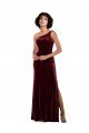 Affordable Formal One Shoulder Floor-Length Velvet Bridesmaid Dress / Prom Dress