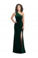 Affordable One Shoulder Velvet Trumpet Bridesmaid Dress / Prom Dress with Front Slit