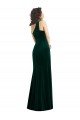 Affordable One Shoulder Velvet Trumpet Bridesmaid Dress / Prom Dress with Front Slit