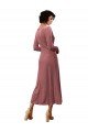 Affordable Long Sleeve Velvet Faux Wrap Midi Length Bridesmaid Dress / Prom Dress