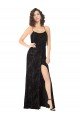 Affordable Floral Velvet Cowl Neck Bridesmaid Dress with Skirt Slit