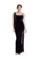 Affordable Long Formal Velvet Bridesmaid Dress / Prom Dress with Side Thigh Split and Shoulder Tie