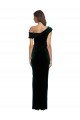 Affordable Long Asymmetric Neckline Ruched Formal Velvet Bridesmaid Dress / Prom Dress
